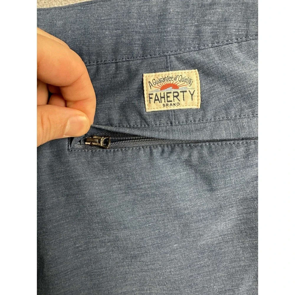 Faherty All Day Shorts Mens 38 Blue Chino Drawstring Stretch Casual 9 Inseam